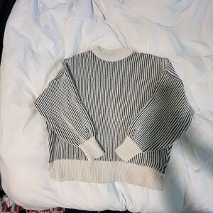 Aerie green and white ribbed sweater